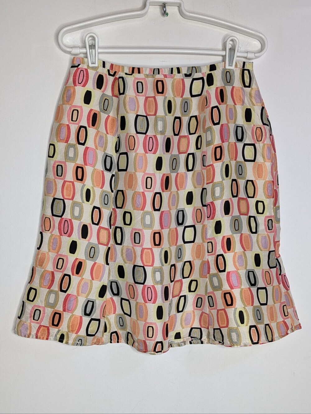 Vintage Biacci Y2K Cream Orange Pink Geometric Knee Length Skirt 6